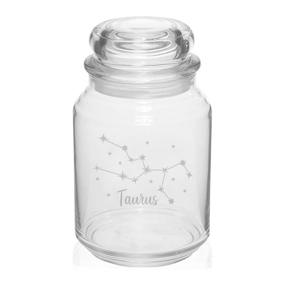 26 oz Glass Candy Jar Gift Star Zodiac Horoscope Constellation (Taurus)