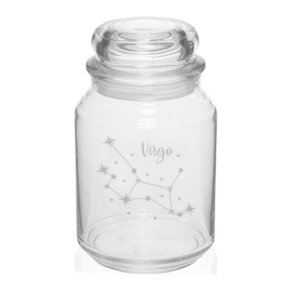 26 oz Glass Candy Jar Gift Star Zodiac Horoscope Constellation (Virgo)