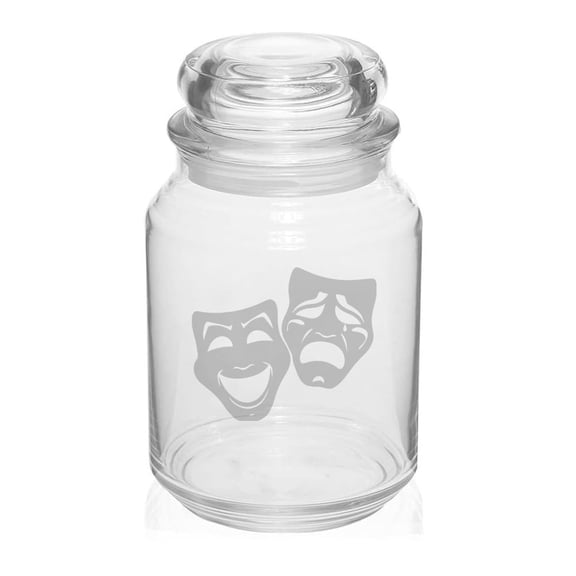 26 oz Glass Candy Jar Gift Theater Masks