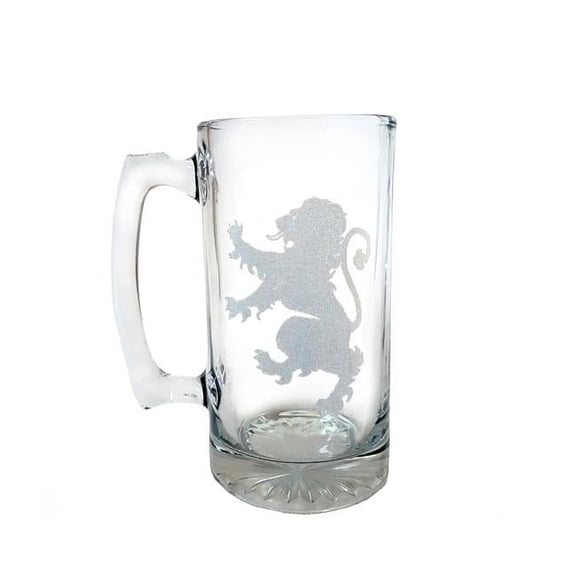 26 oz Lion Rampant Engraved Stein Glass