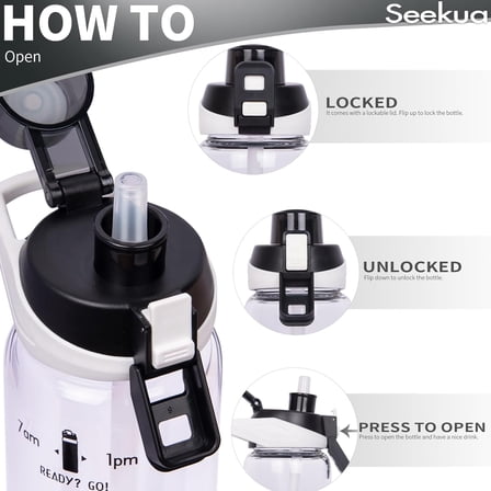 26 oz Sports Glass Water Bottle with Straw & Time Marker, Motivational Daily Drinking Bottle for Bike, Walking, Travel