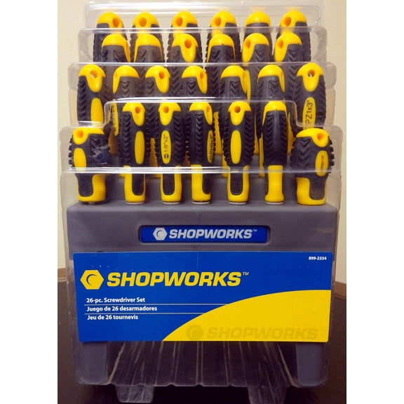 26-piece Shopworks Magnetic Tip Screwdriver Set: Phillips Star Slotted Pozi with Organizer Rack