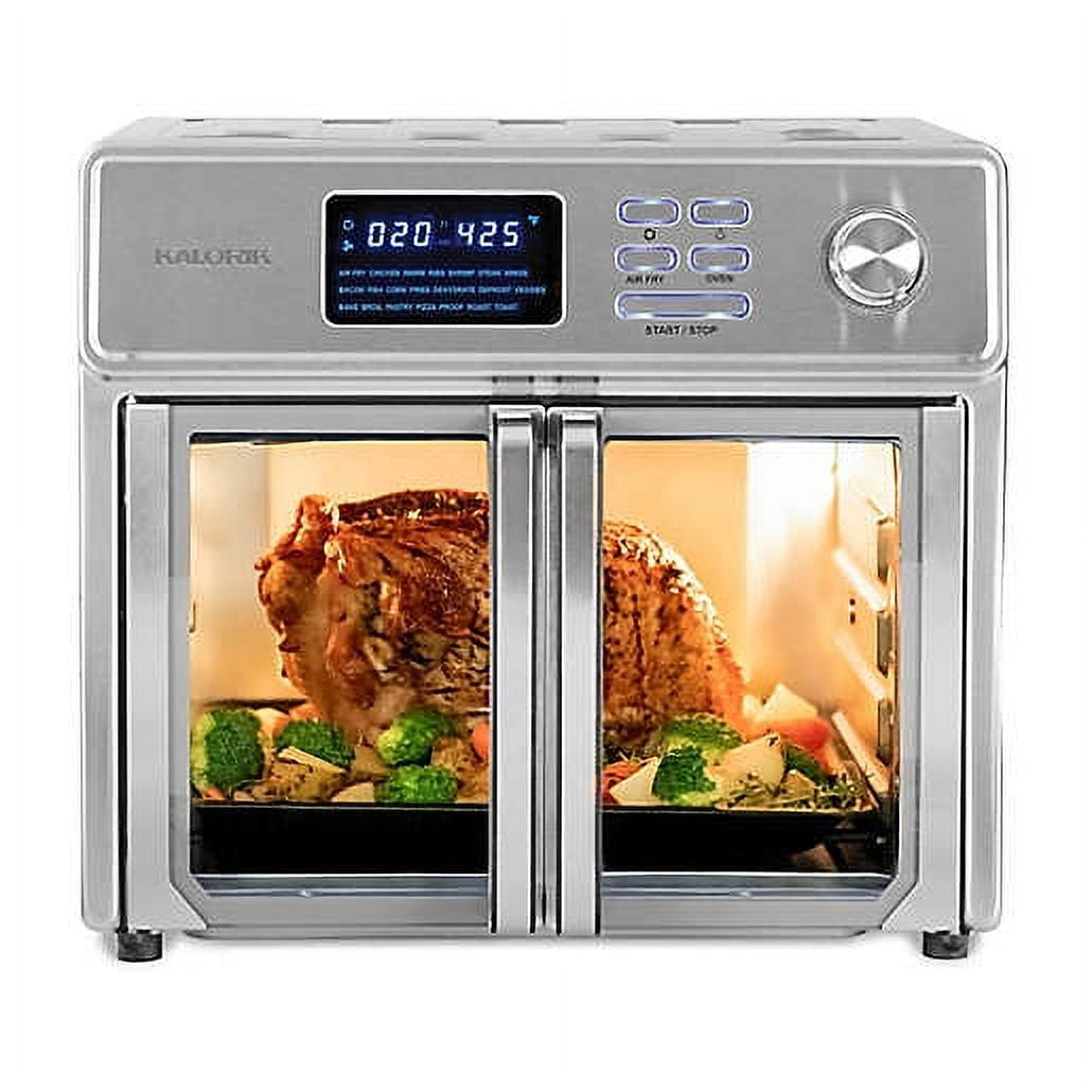 16 qt. Air Fryer Oven Ariawave Mini Stainless Steel with Rotating Rotisserie, Silver