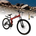 thumbnail image 1 of 26" wheels 27 speed double disc brake folding mountain bike MTB for adults Red, 1 of 18