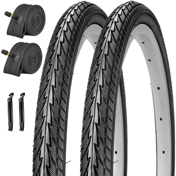 2 Pack 26"x1.75" Bike Tires and Inner Tubes 26“x1.5/1.75”/1.95“ with 32mm AV Valves Replacement Tire for Hybrid Road City Commuter Bicycles Urban