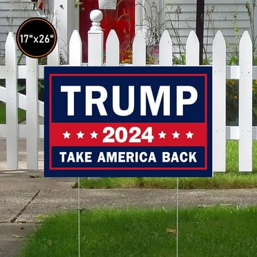 26" x 17" Large Trump Yard Sign 2024 - Take America Back Lawn Sign with Metal Stake Double Sided Fade Resistant