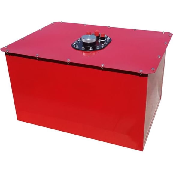 26 x 18 x 18 in. Tall Circle Track Fuel Cell & Can with 8AN Male Outlet & Vent, Red - 32 gal