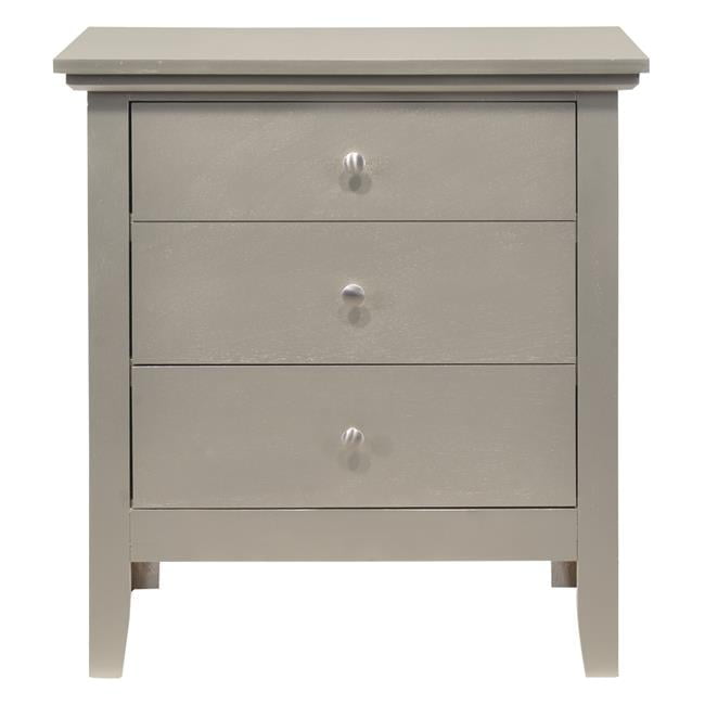 Hammond Silver Champagne 26" Wood 3-Drawer Nightstand