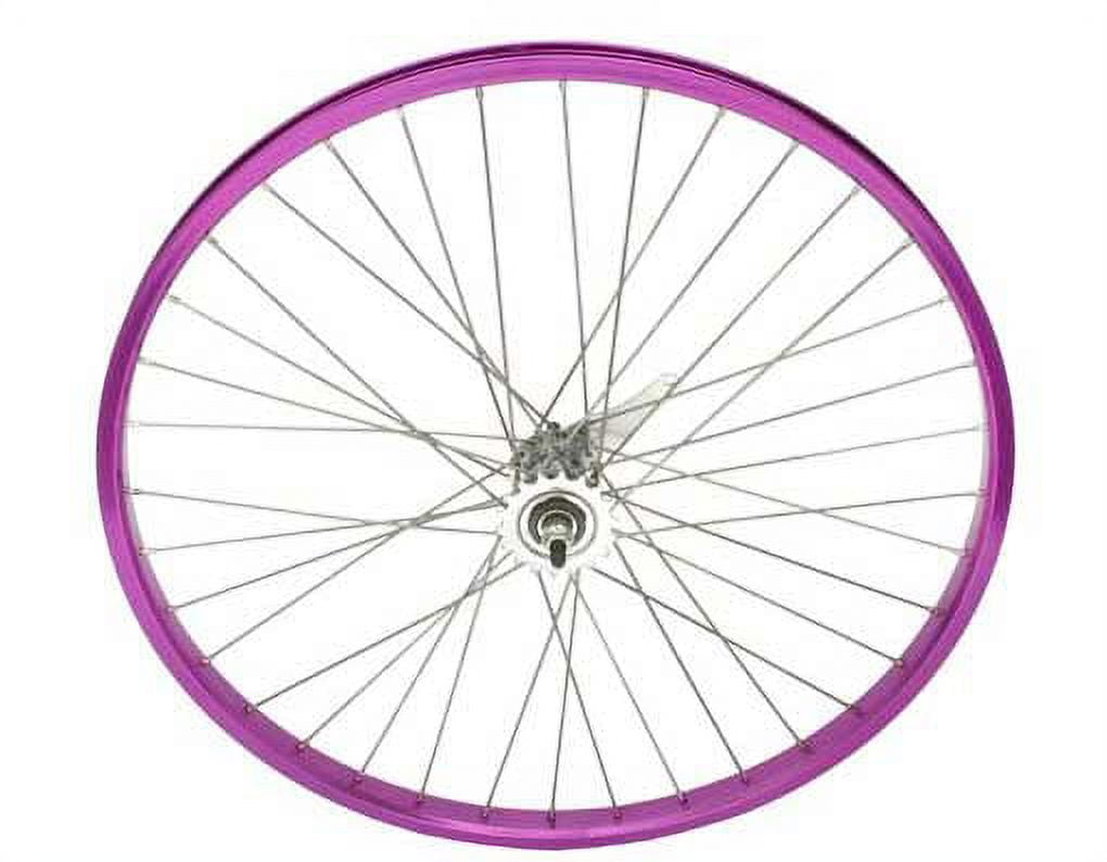 26" x 2.125" Alloy Coaster Wheel 12G Purple. Bicycle wheel, bike wheel