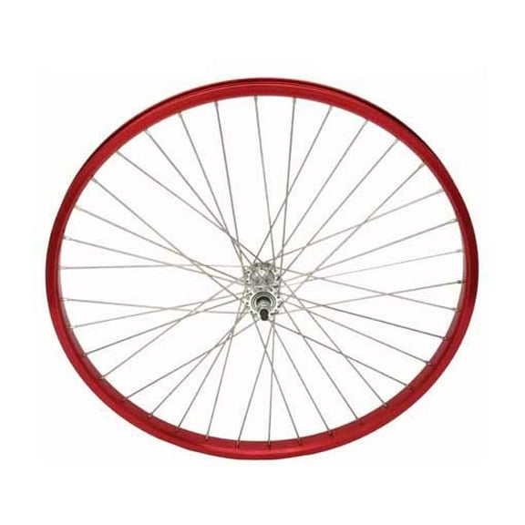 26" x 2.125" Alloy Front Wheel 12G Red. Bicycle wheel, bike wheel, Lowrider bike wheel, lowrider bicycle wheel, chopper