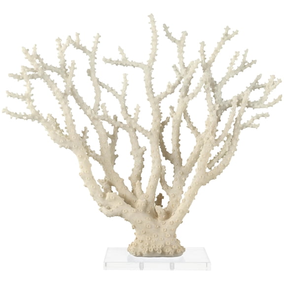 26" x 23" Cream Polystone Coral Sculpture with Clear Acrylic Base, by DecMode