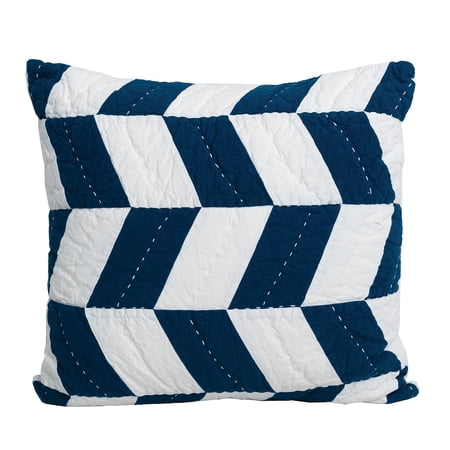 26" x 26" Herringbone Patch Indigo Cotton Euro Sham - Machine Washable