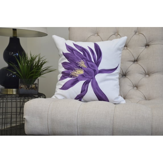 26 x 26 Inch, Hojaver, Floral Print Pillow, Purple