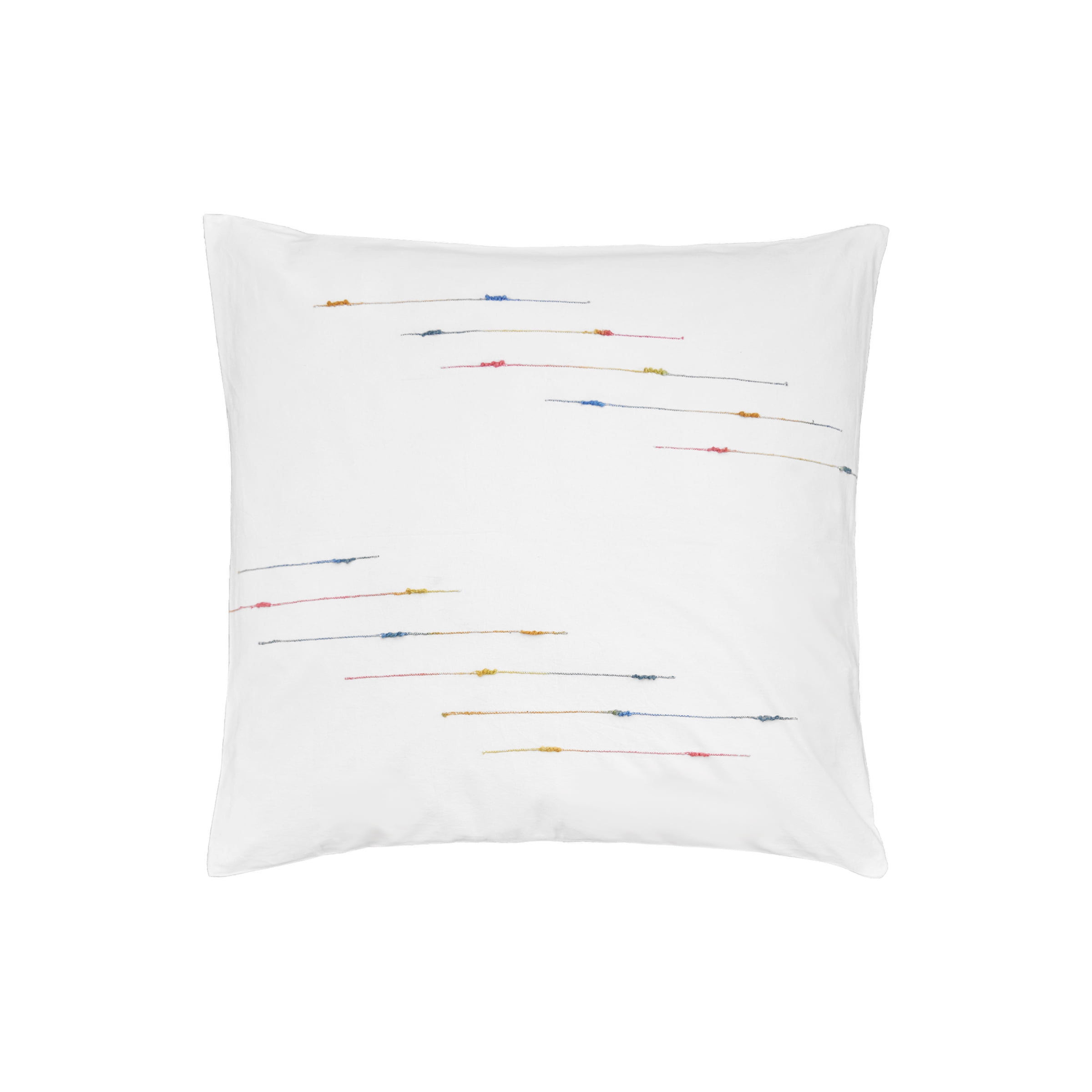 White Cotton Embroidered Euro Sham with Rainbow Ombre