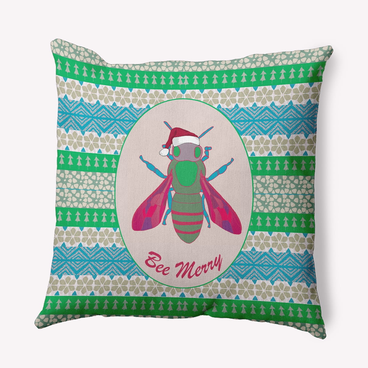 26" x 26" Simply Daisy Bee Merry Polyester Accent Pillow, Bright Green Qty 1