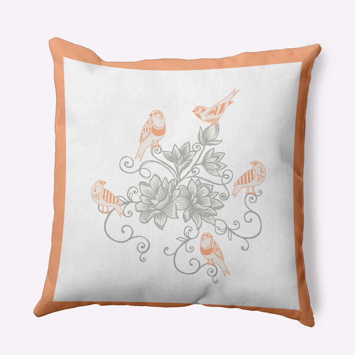 26" x 26" Simply Daisy Birds And Flowers Polyester Accent Pillow, Coral Qty 1