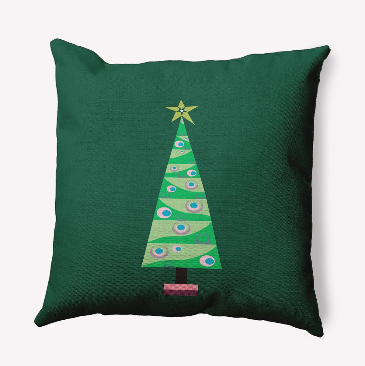 26" x 26" Simply Daisy Cartoon Christmas Tree Polyester Accent Pillow, Forest Green Qty 1