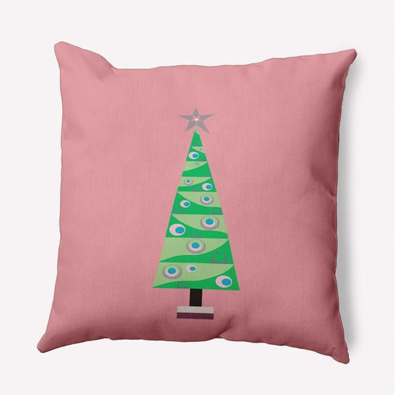 26" x 26" Simply Daisy Cartoon Christmas Tree Polyester Accent Pillow, Pink Icing Qty 1
