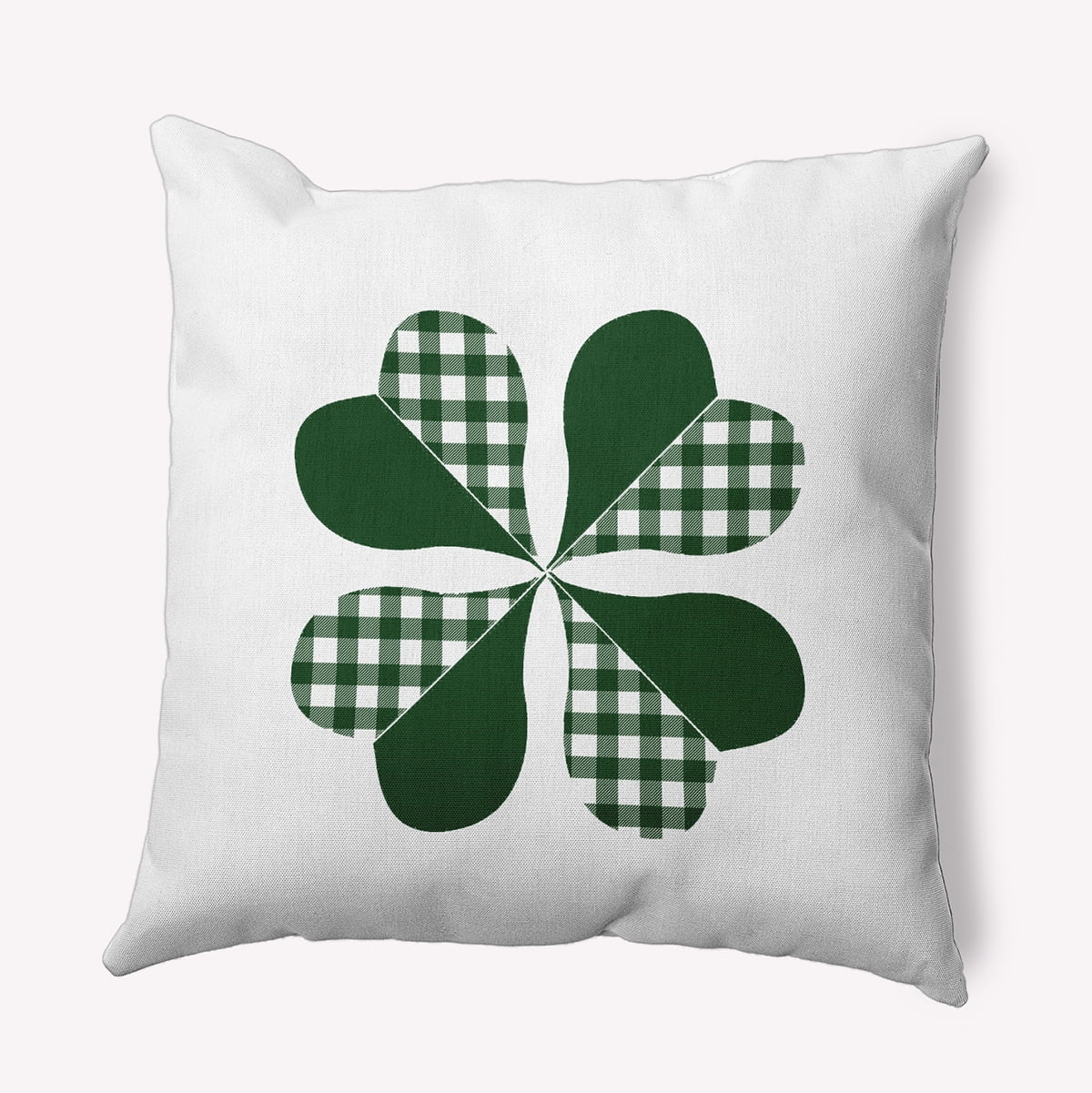 26" x 26" Simply Daisy Checkered Clover Polyester Accent Pillow, Forest Green Qty 1