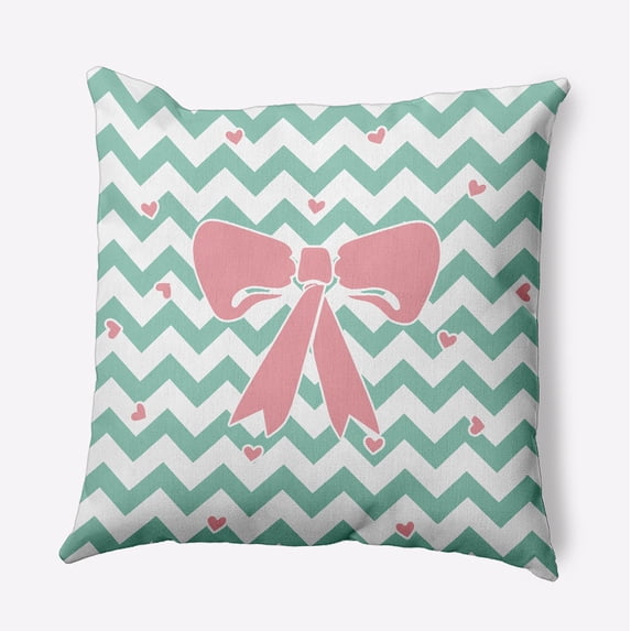 26" x 26" Simply Daisy Chevron Bow Polyester Accent Pillow, Spring Green Qty 1