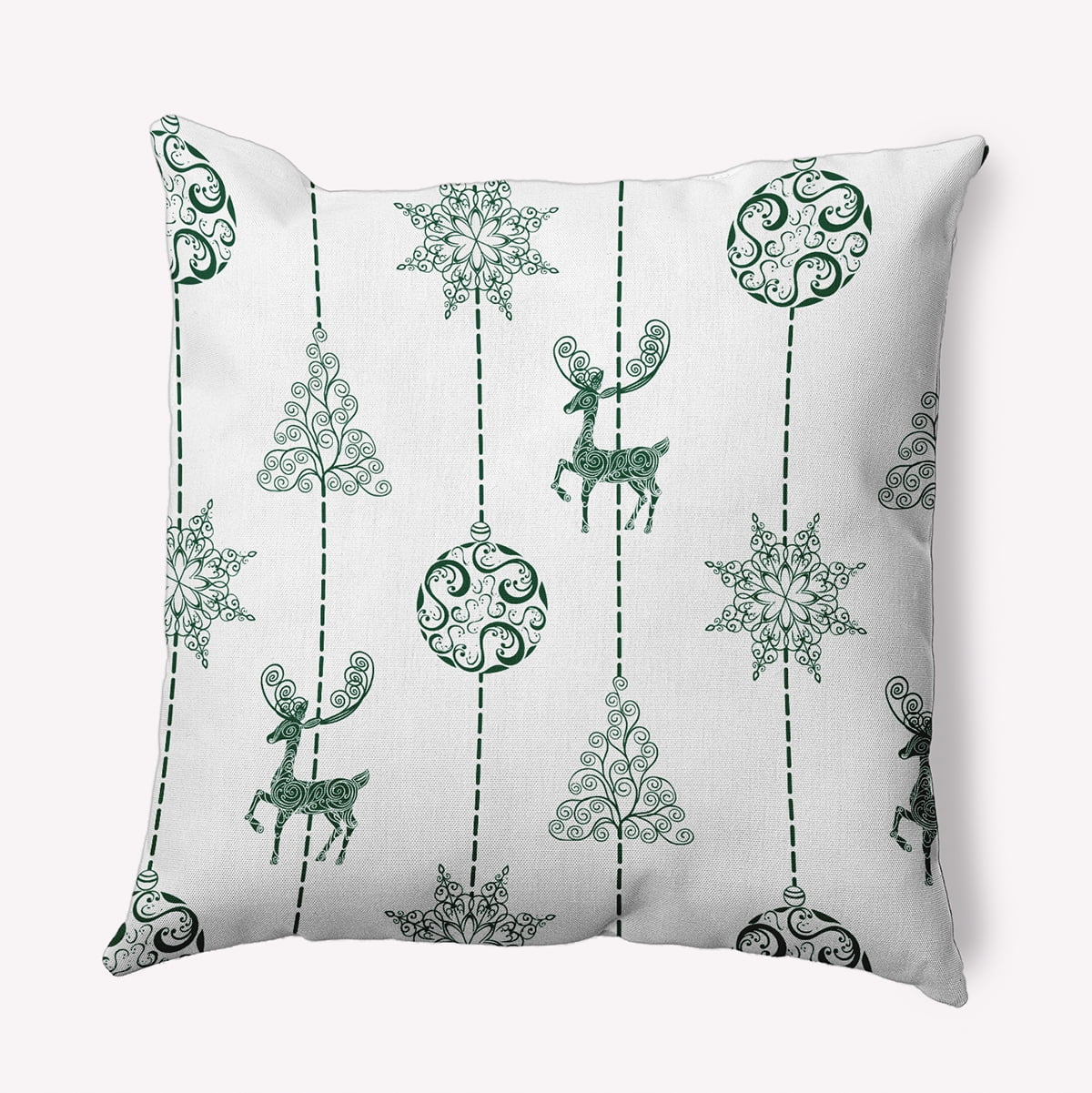 26" x 26" Simply Daisy Christmas Lines Polyester Accent Pillow, Pine Qty 1