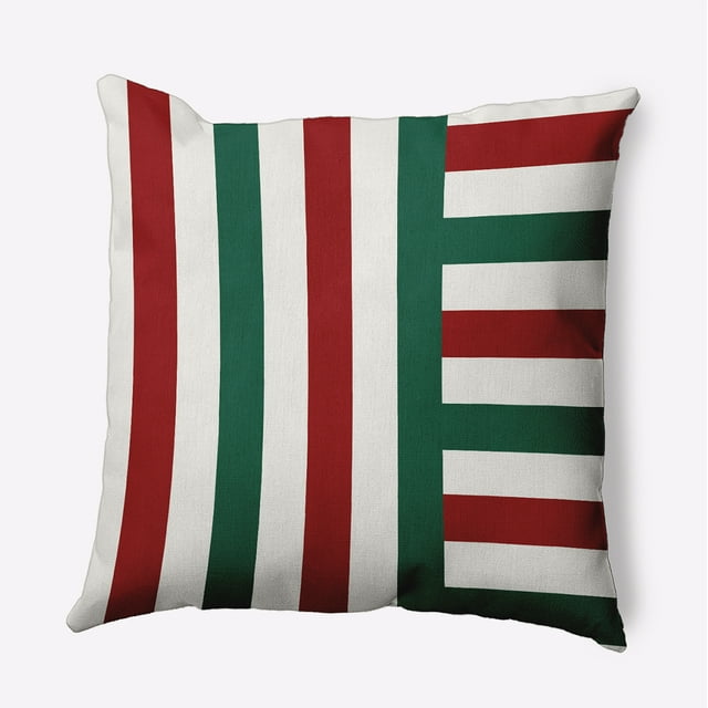 26" x 26" Simply Daisy Christmas Stripes Polyester Accent Pillow, Forest Green Qty 1