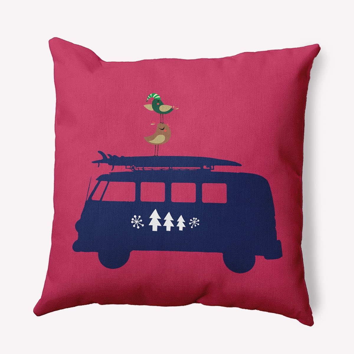 26" x 26" Simply Daisy Christmas Surf Bird Polyester Accent Pillow, Holiday Pink Qty 1