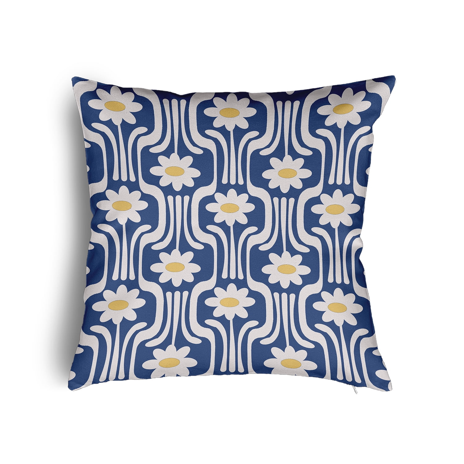 26" x 26" Simply Daisy Daisys and Squiggles Poly Pillow with Zipper, Nautical Navy Qty 1