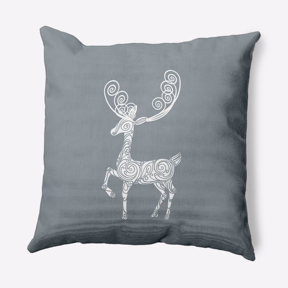 26" x 26" Simply Daisy Fancy Holiday Reindeer Polyester Accent Pillow, Dusty Grey (1 Count)