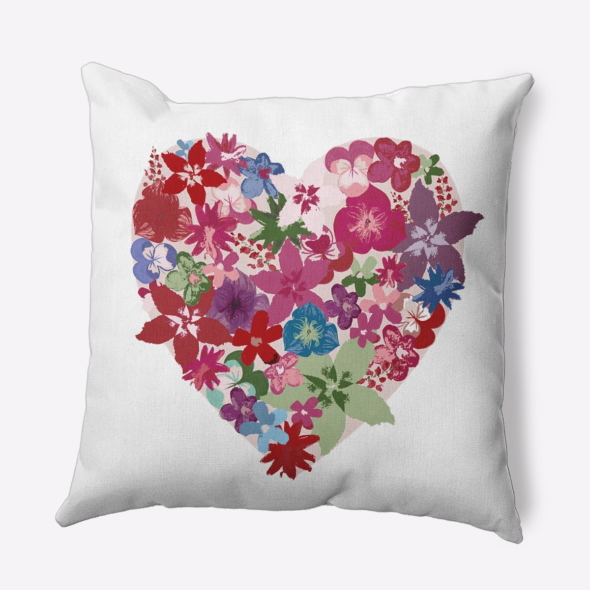 26" x 26" Simply Daisy Flowery Heart Polyester Accent Pillow, Pink Qty 1