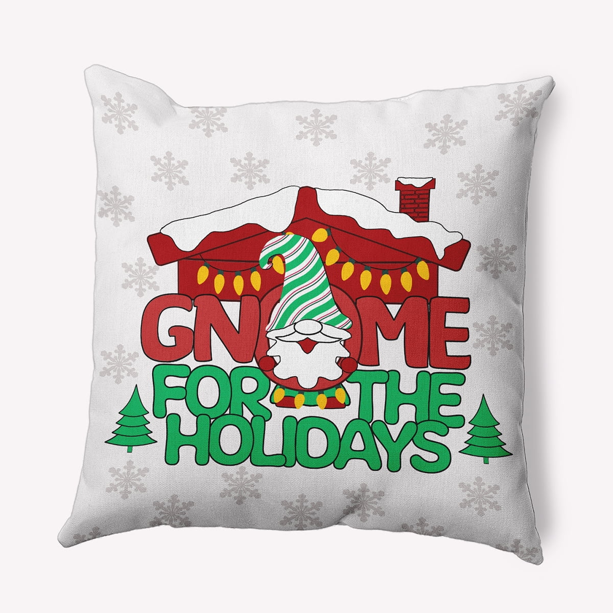 26" x 26" Simply Daisy Gnome for the Holidays Polyester Accent Pillow, White Qty 1