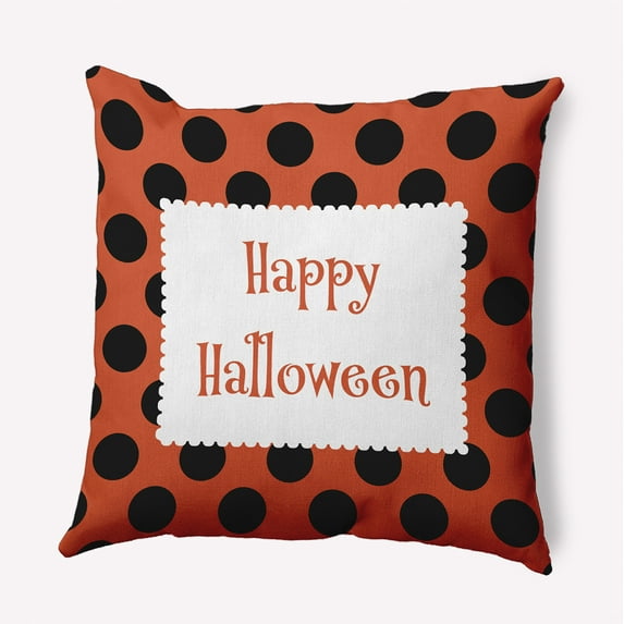 26" x 26" Simply Daisy Halloween Happy Halloween Dots Polyester Accent Pillow, Harvest Orange Qty 1