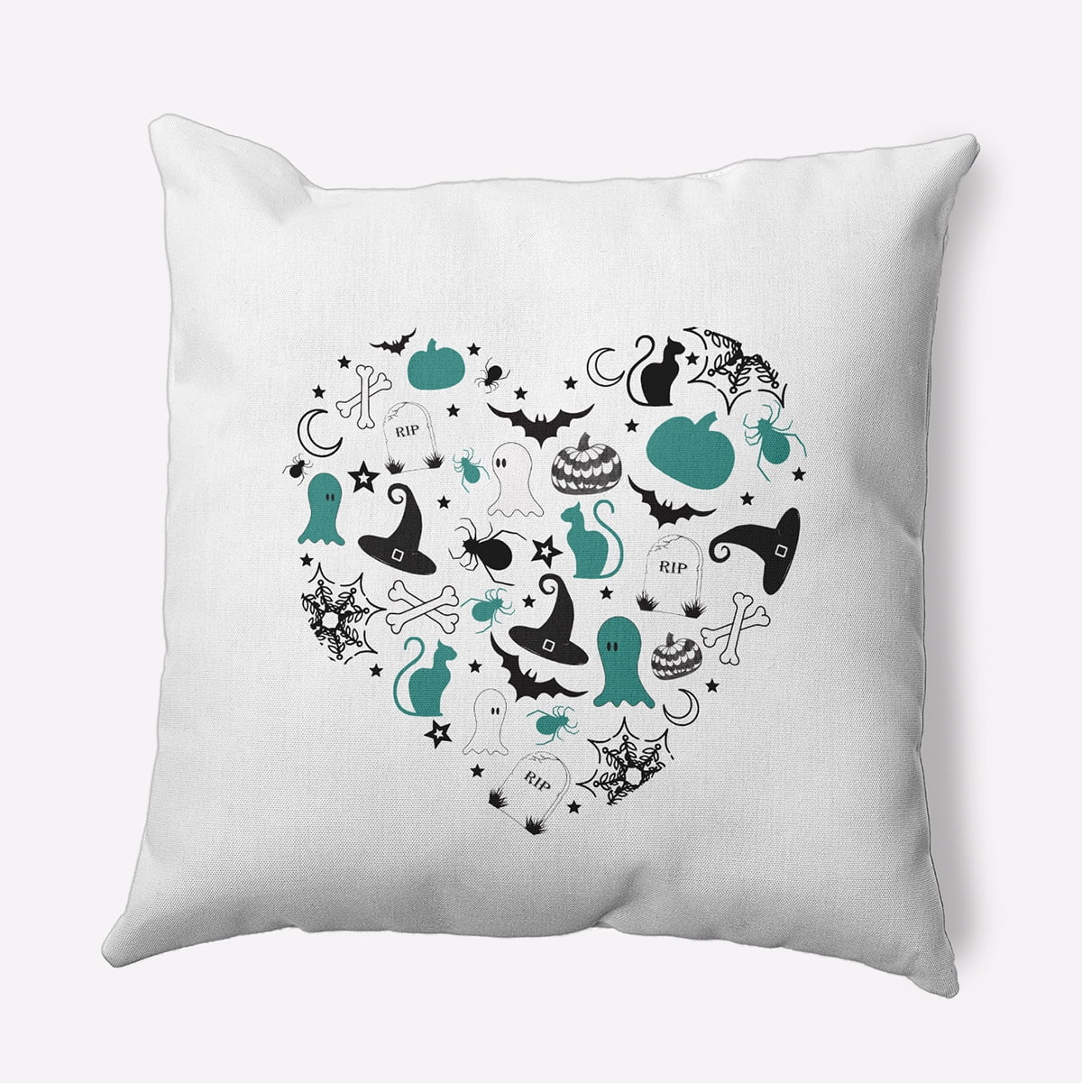 26" x 26" Simply Daisy Halloween Heart Polyester Accent Pillow, Desert Turquoise Qty 1