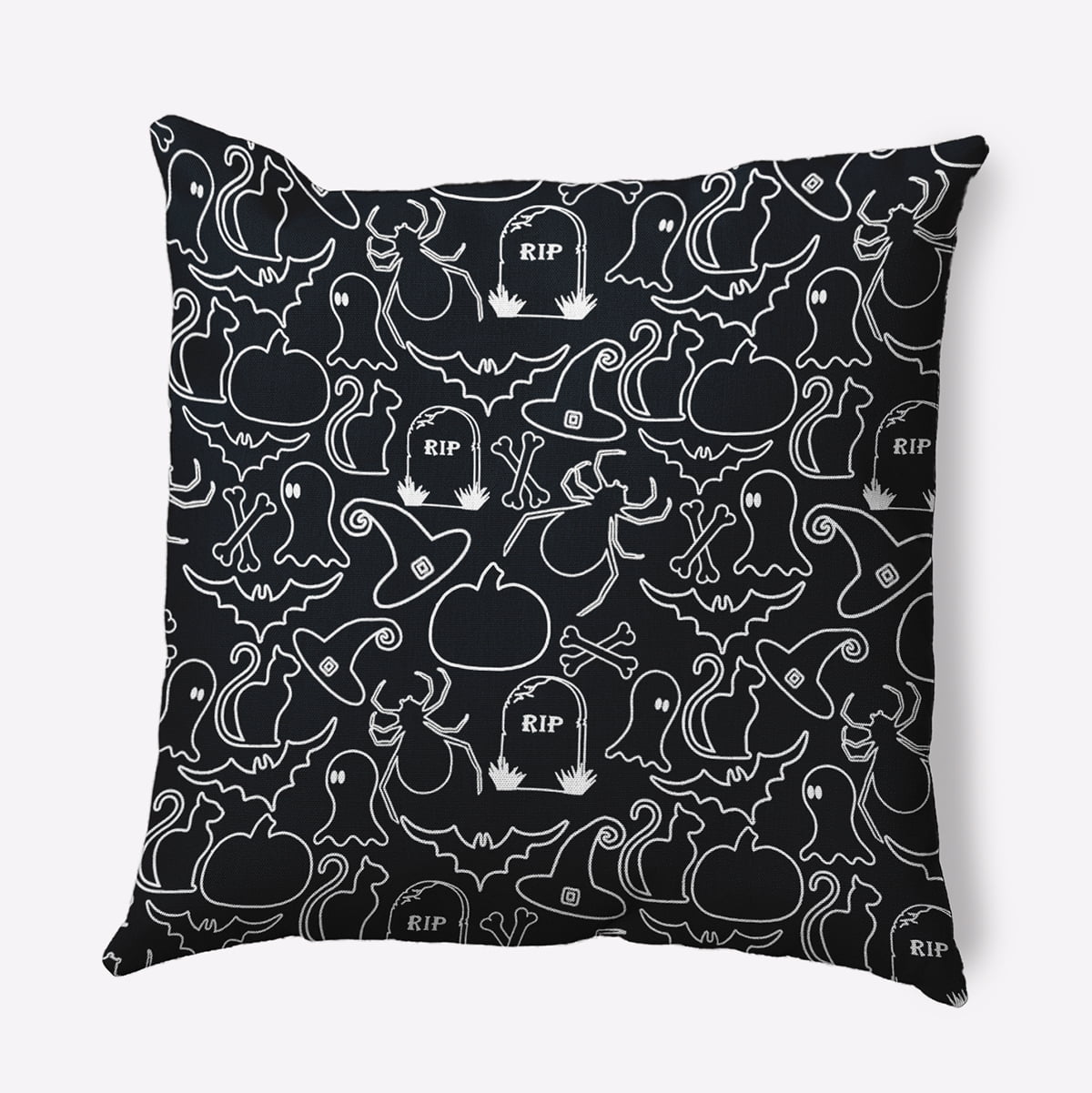 26" x 26" Simply Daisy Halloween Outlines Polyester Accent Pillow, Black Qty 1