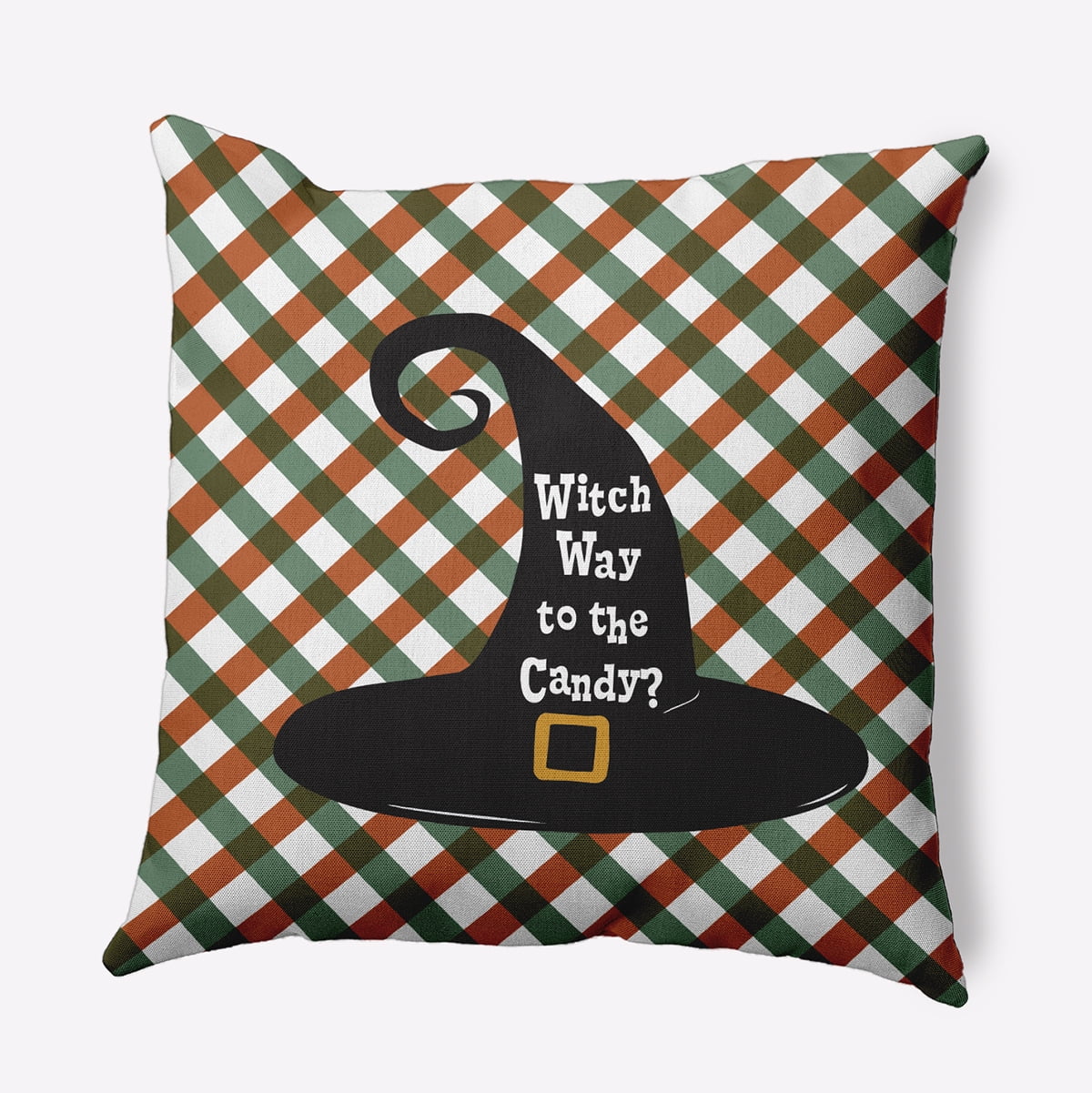 26" x 26" Simply Daisy Halloween Witch Way to the Candy Polyester Accent Pillow, Nutmeg Qty 1