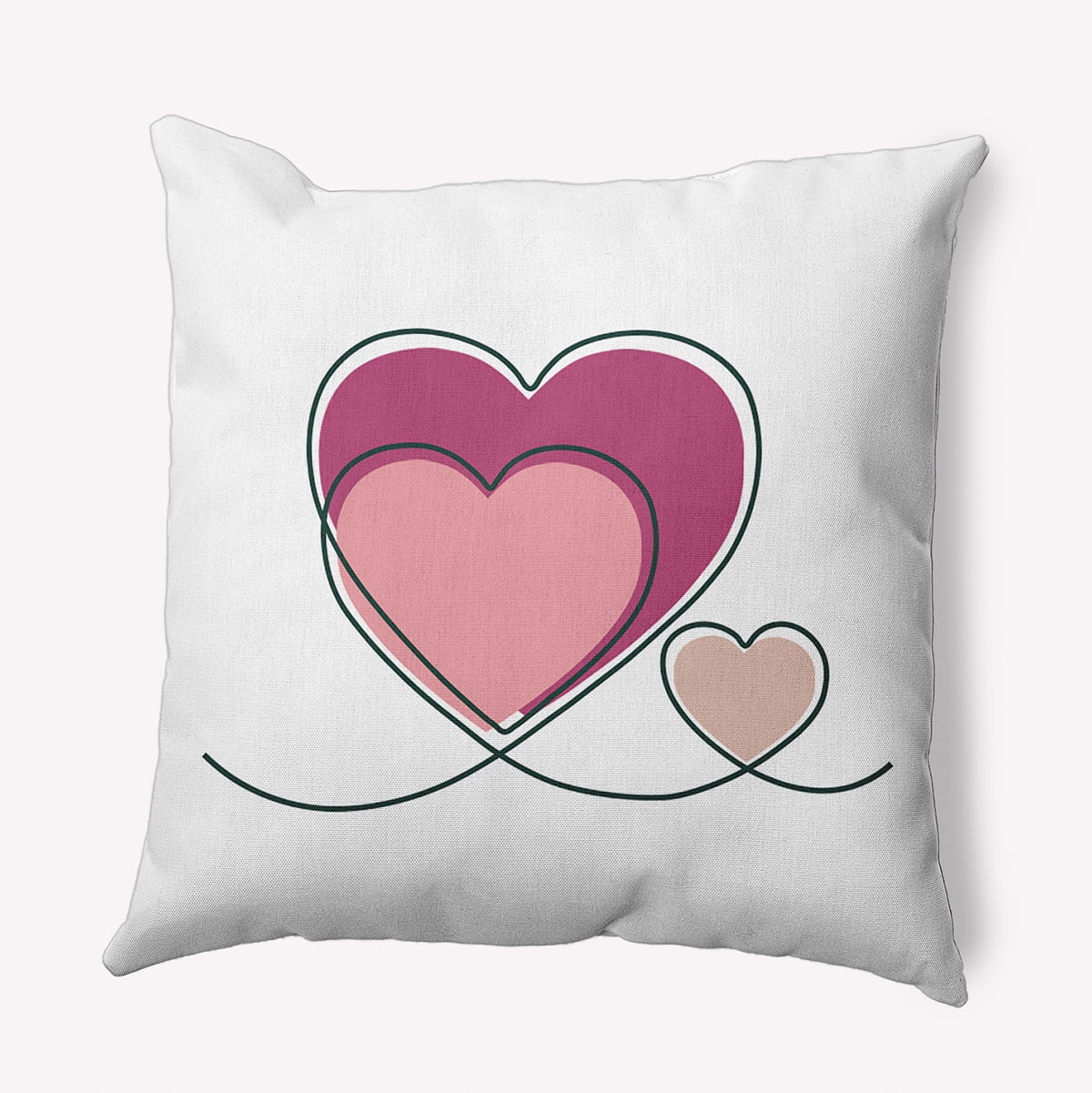 26" x 26" Simply Daisy Hearts With Outlines Polyester Accent Pillow, Pink Icing Qty 1