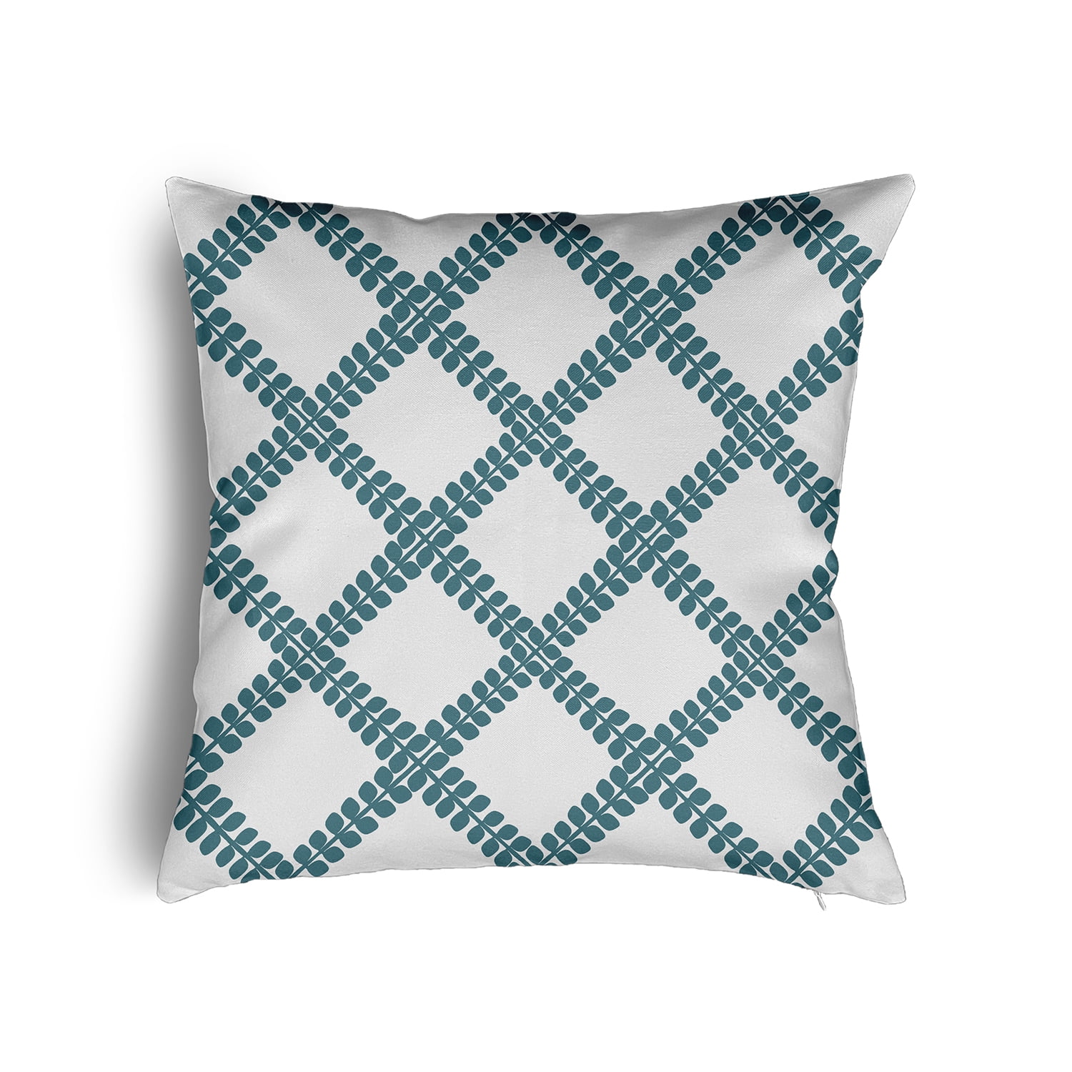 26" x 26" Simply Daisy Leaf Plaid Poly Pillow with Zipper, Mineral Blue Qty 1