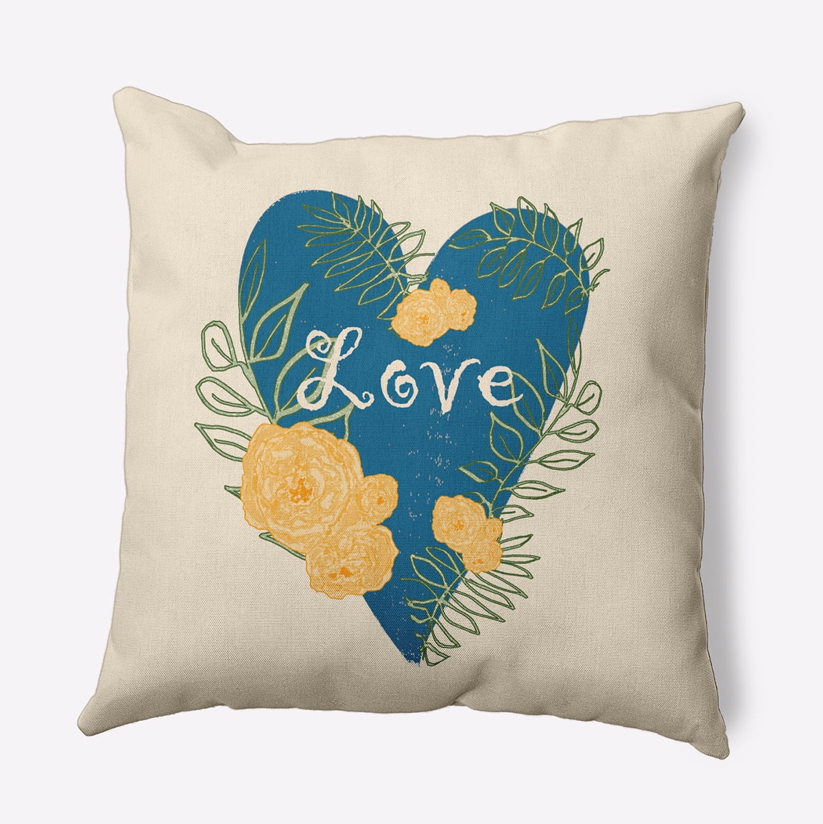 26" x 26" Simply Daisy Love And Roses Polyester Accent Pillow, Teal Qty 1