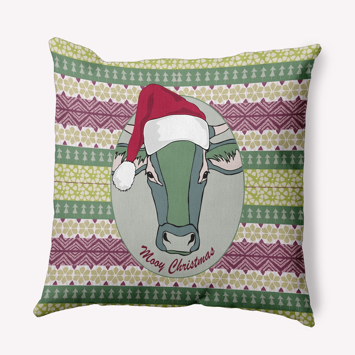 26" x 26" Simply Daisy Mooy Christmas Polyester Accent Pillow, Grey Green Qty 1