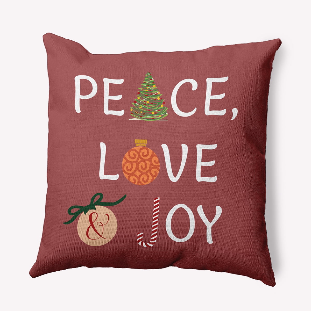 26" x 26" Simply Daisy Peace Love Joy Polyester Accent Pillow, Ligonberry Punch Qty 1
