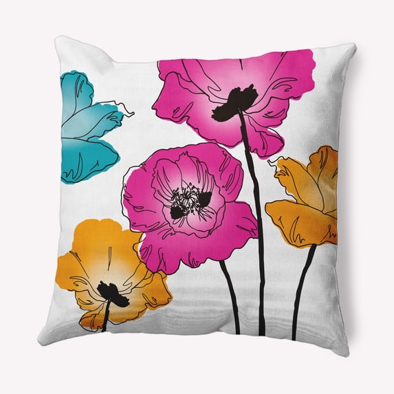 26" x 26" Simply Daisy Popping Poppies Decorative Throw Pillow