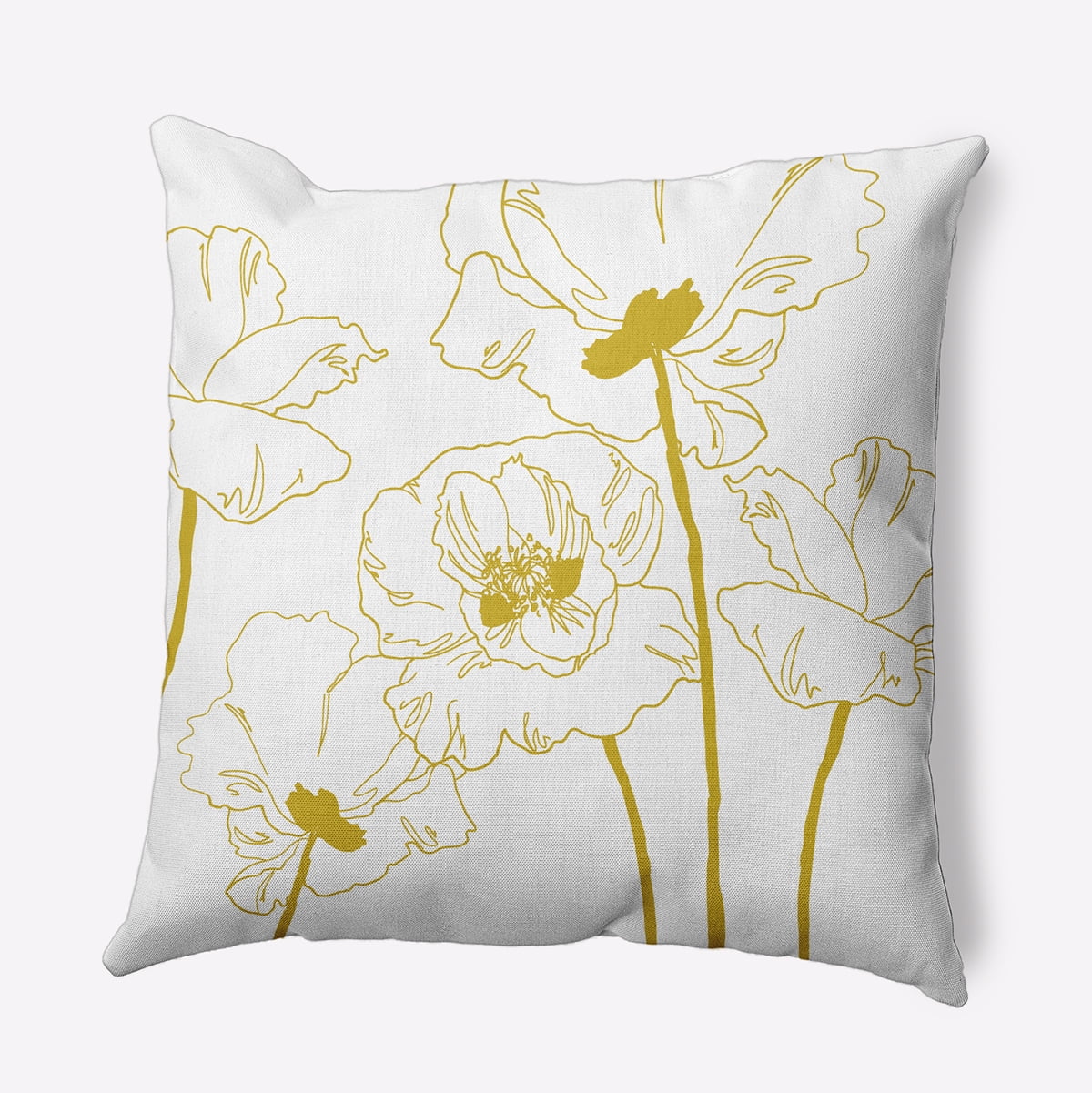 26" x 26" Simply Daisy Popping Poppies Polyester Accent Pillow, Mustard Qty 1