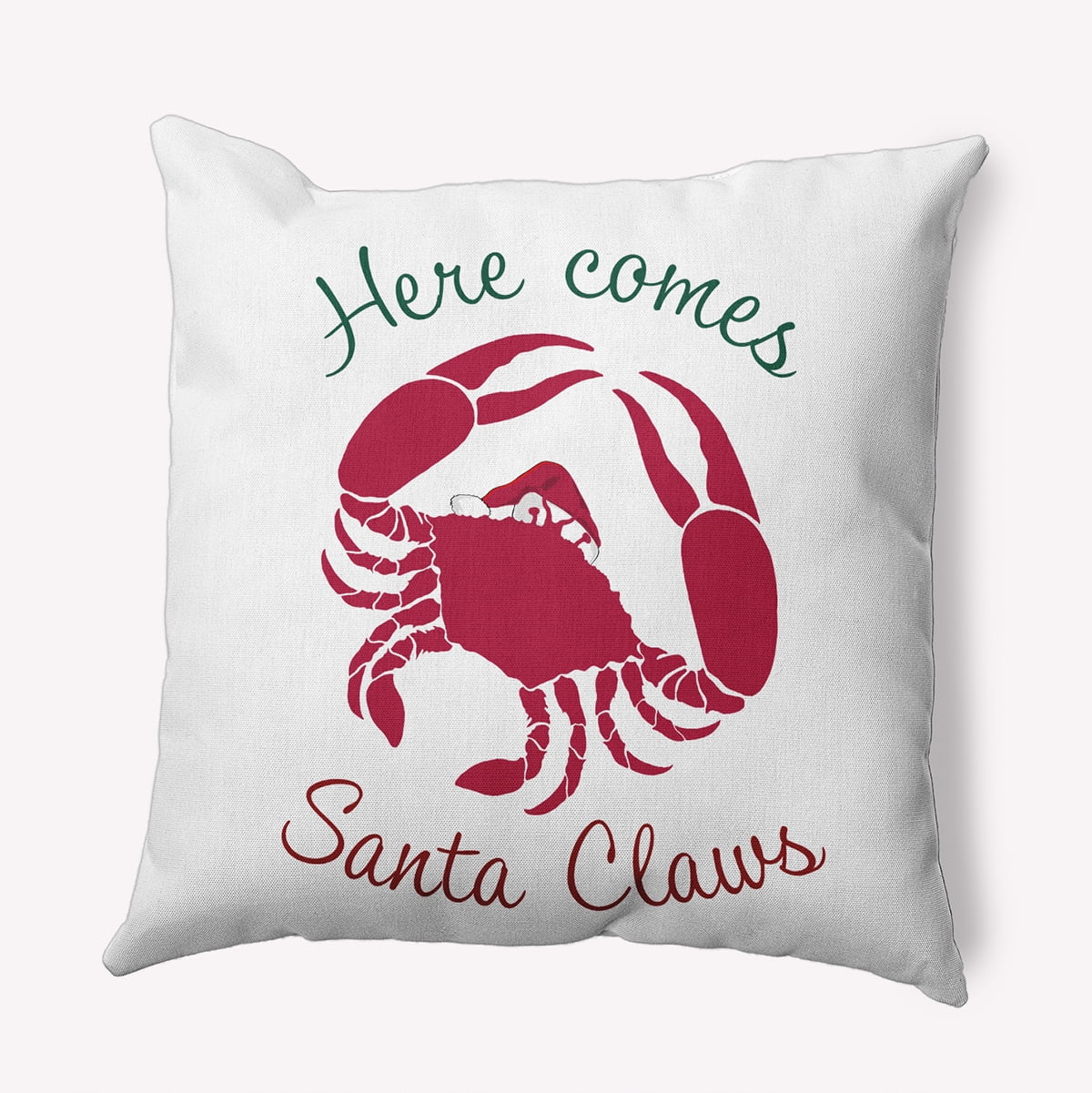 26" x 26" Simply Daisy Santa Claws Crab Polyester Accent Pillow, Christmas Pink Qty 1