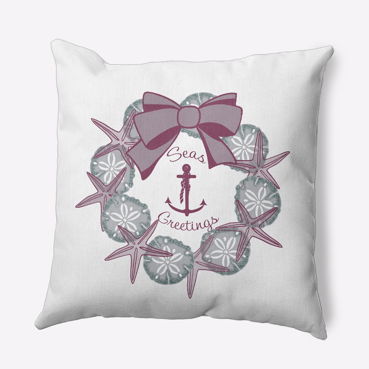 26" x 26" Simply Daisy Seas and Greetings Wreath Polyester Accent Pillow, Passion Flower Qty 1