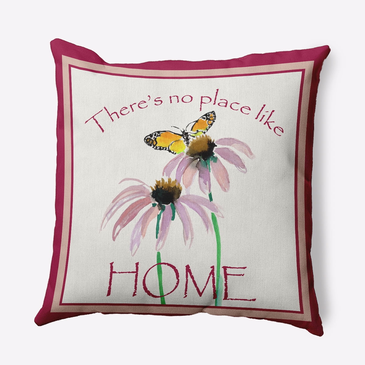 26" x 26" Simply Daisy There's No Place Like Home Polyester Accent Pillow, Bold Pink Qty 1