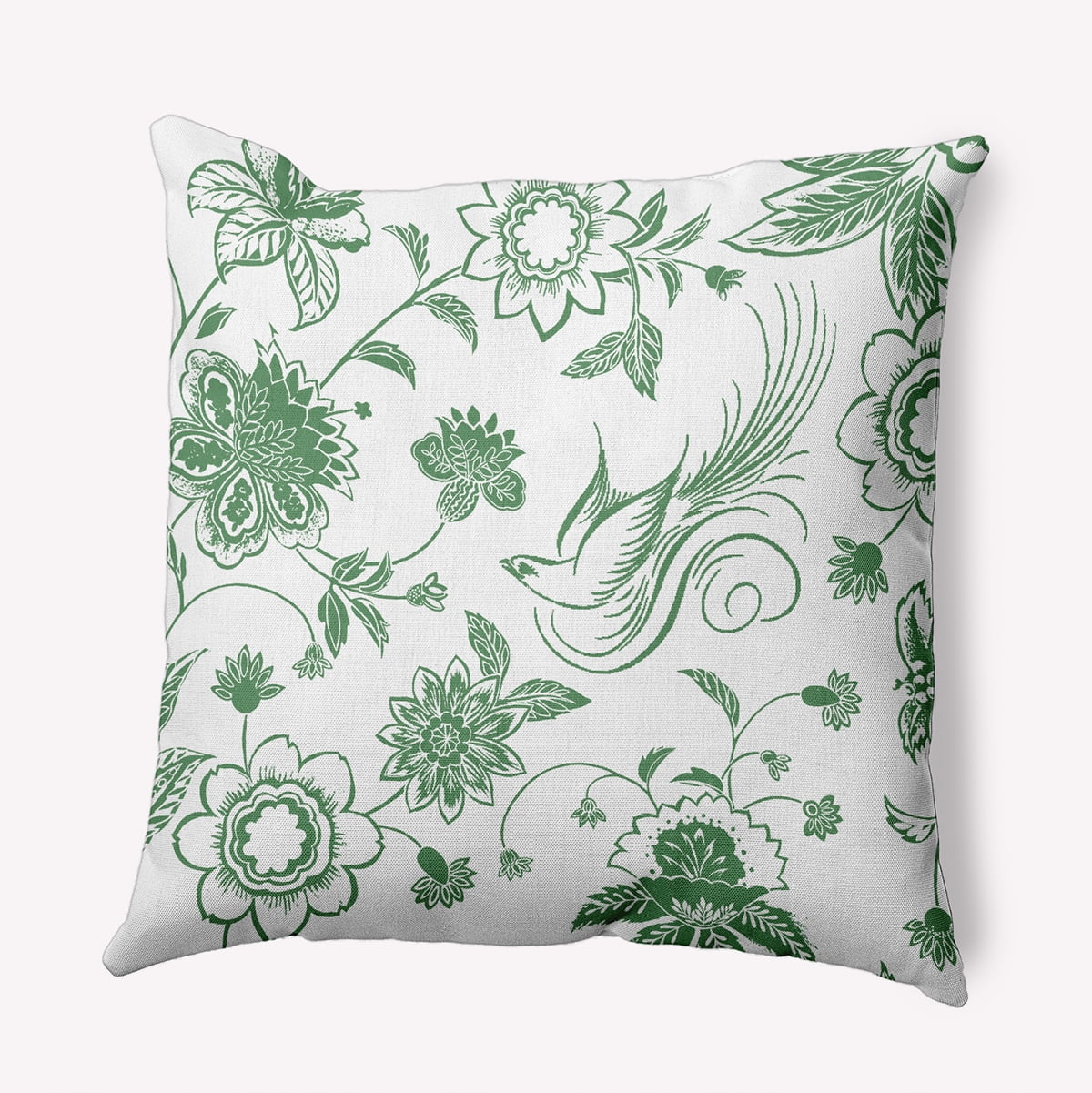 26" x 26" Simply Daisy Traditional Bird Floral Polyester Accent Pillow, Green Qty 1