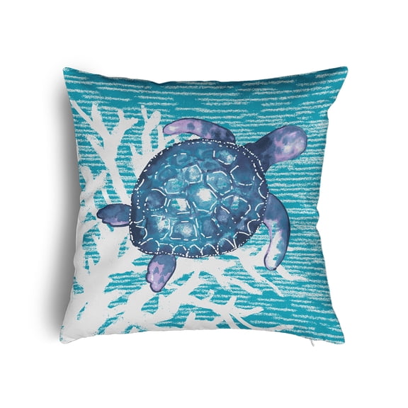 26" x 26" Simply Daisy Turtle Friend Poly Pillow with Zipper, Carribbean Turquoise Qty 1