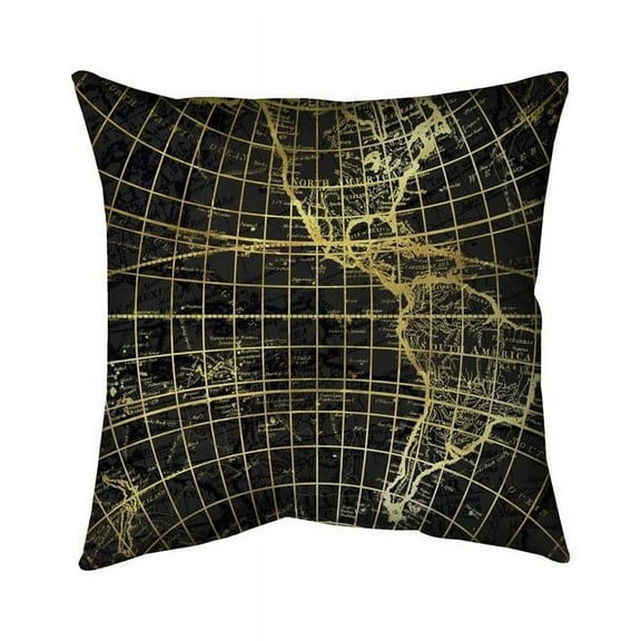 26 x 26 in. Black & Marine World Map Globe-Double Sided Print Indoor Pillow