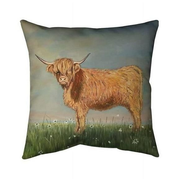 26 x 26 in. Daisy The Highland Cow-Double Sided Print Indoor Pillow