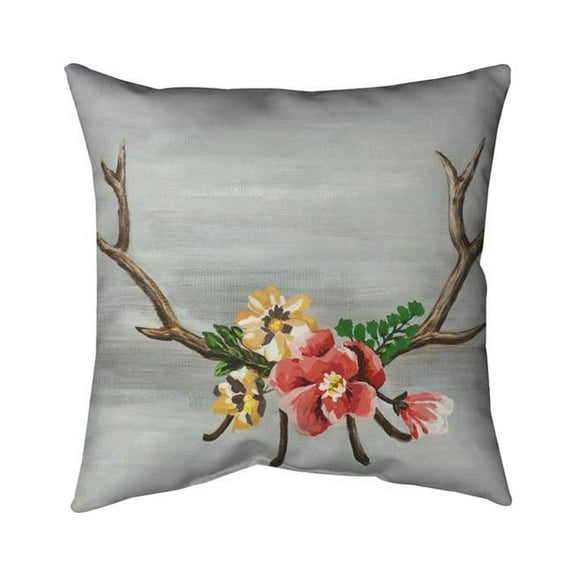 26 x 26 in. Deer Horns with Flowers-Double Sided Print Indoor Pillow